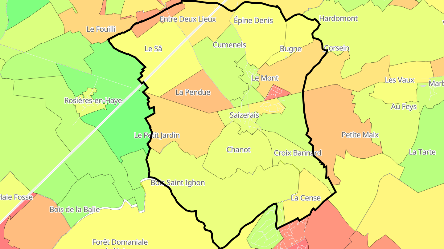 Carte des prix de l'immobilier Saizerais