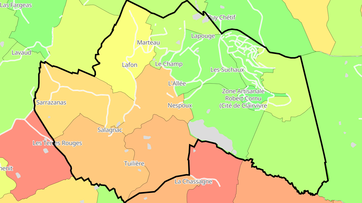 Carte des prix de l'immobilier Salagnac