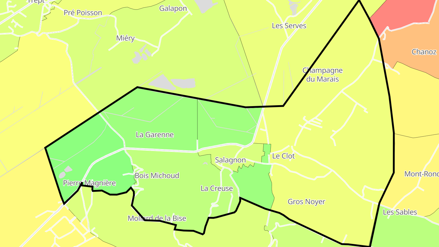 Carte des prix de l'immobilier Salagnon