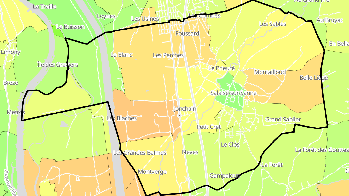 Carte des prix de l'immobilier Salaise-sur-Sanne