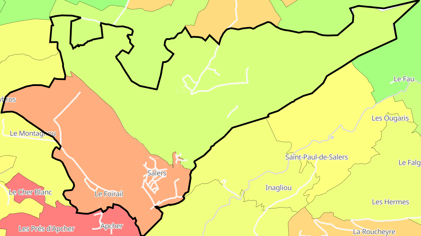 Carte des prix de l'immobilier Salers