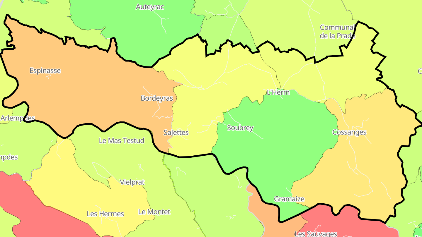 Carte des prix de l'immobilier Salettes