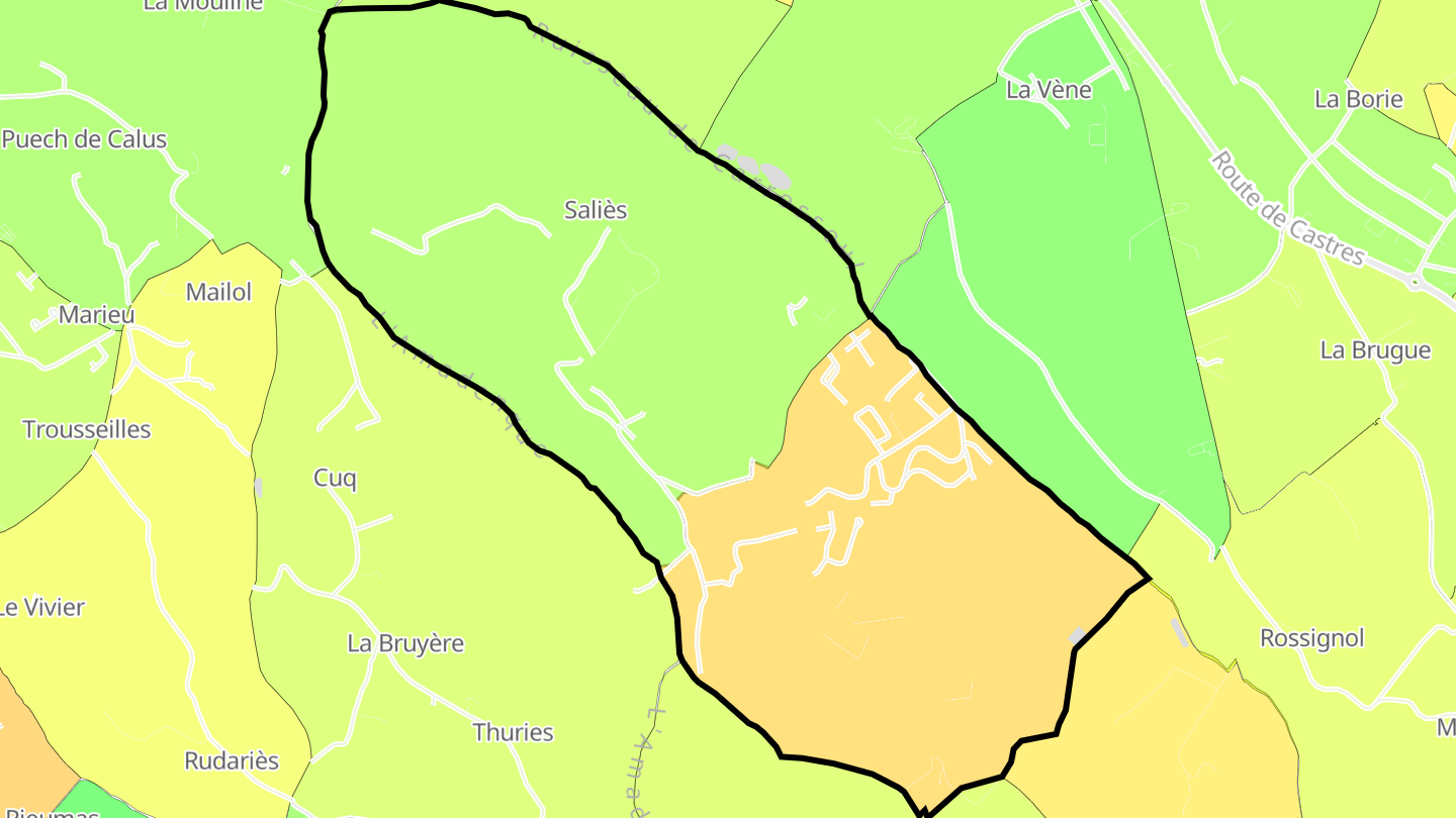 Carte des prix de l'immobilier Saliès