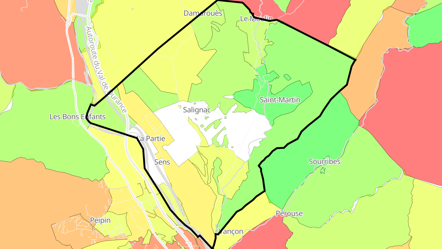 Carte des prix de l'immobilier Salignac