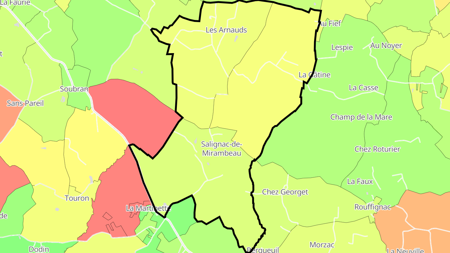 Carte des prix de l'immobilier Salignac-de-Mirambeau