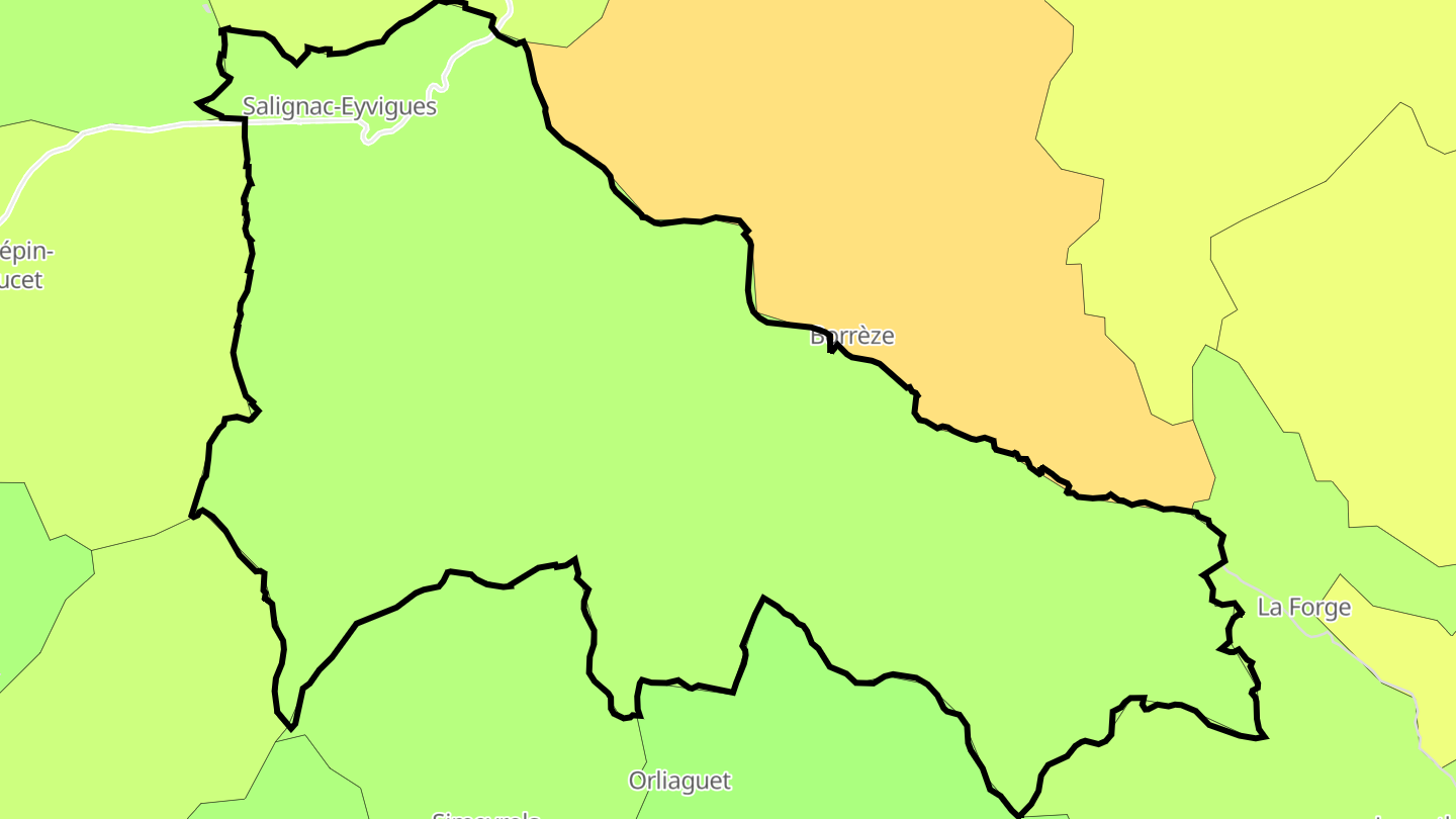 Carte des prix de l'immobilier Salignac-Eyvigues