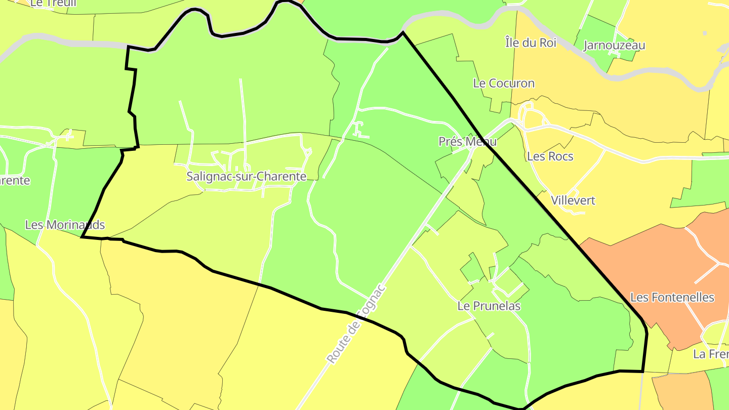 Carte des prix de l'immobilier Salignac-sur-Charente
