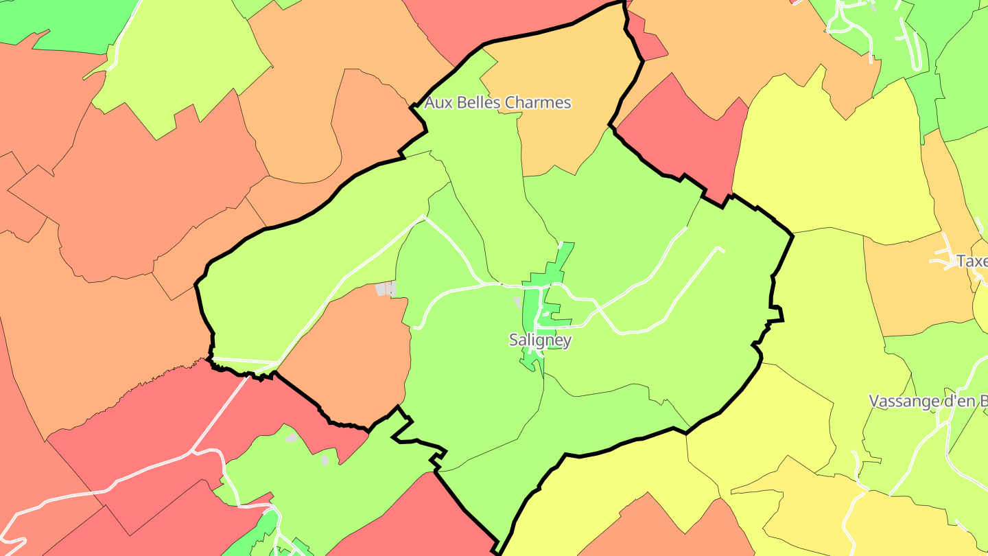 Carte des prix de l'immobilier Saligney