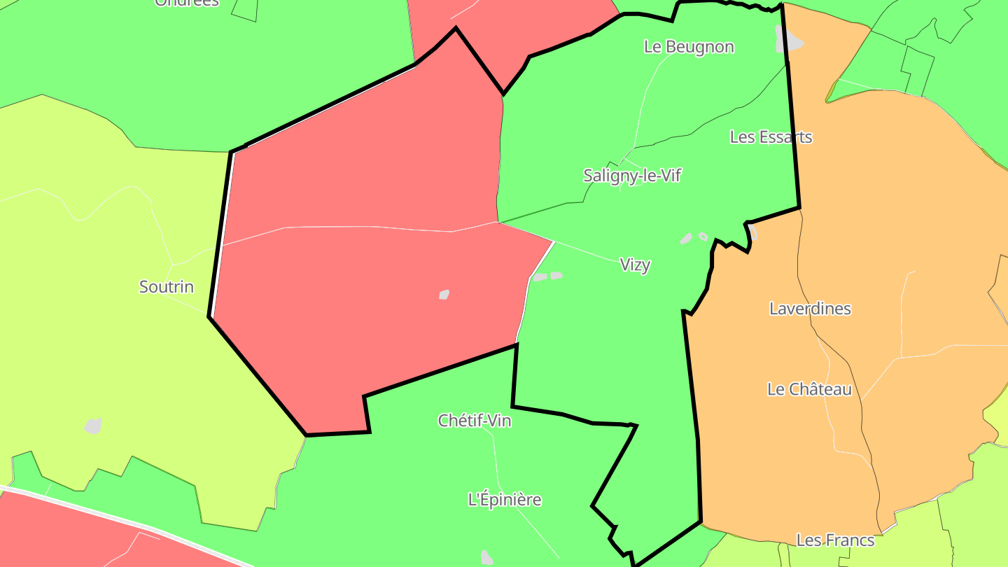 Carte des prix de l'immobilier Saligny-le-Vif