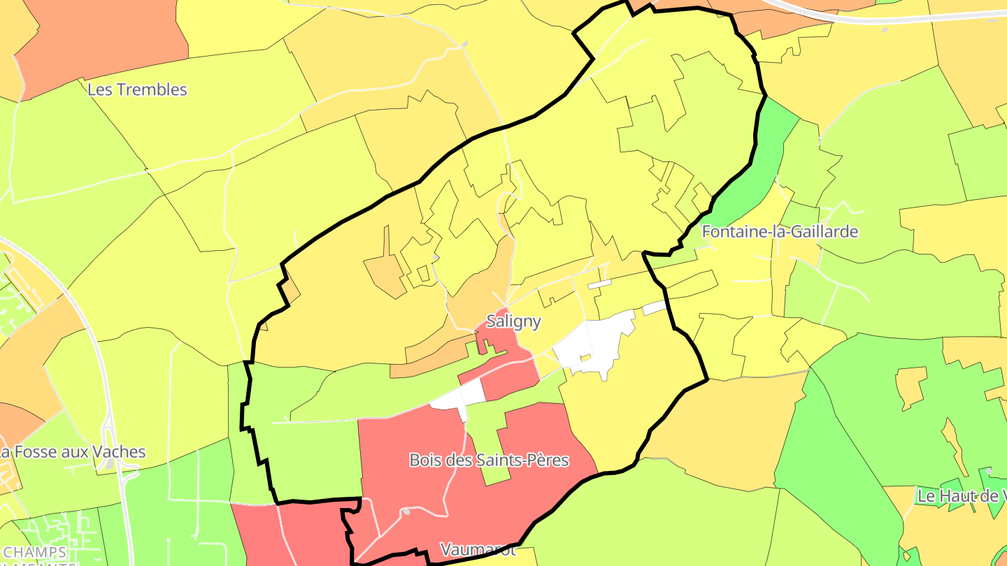 Carte des prix de l'immobilier Saligny