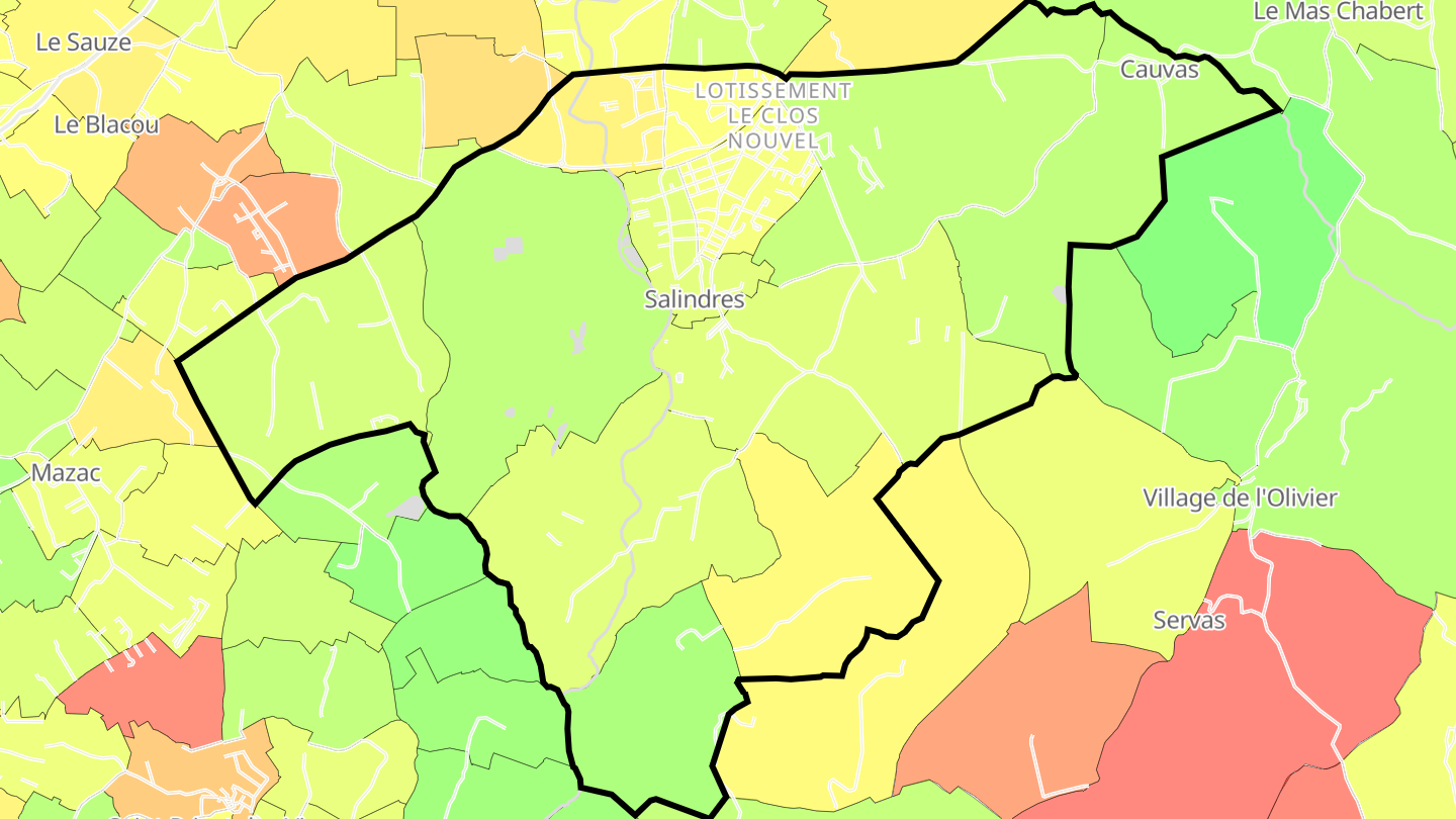 Carte des prix de l'immobilier Salindres