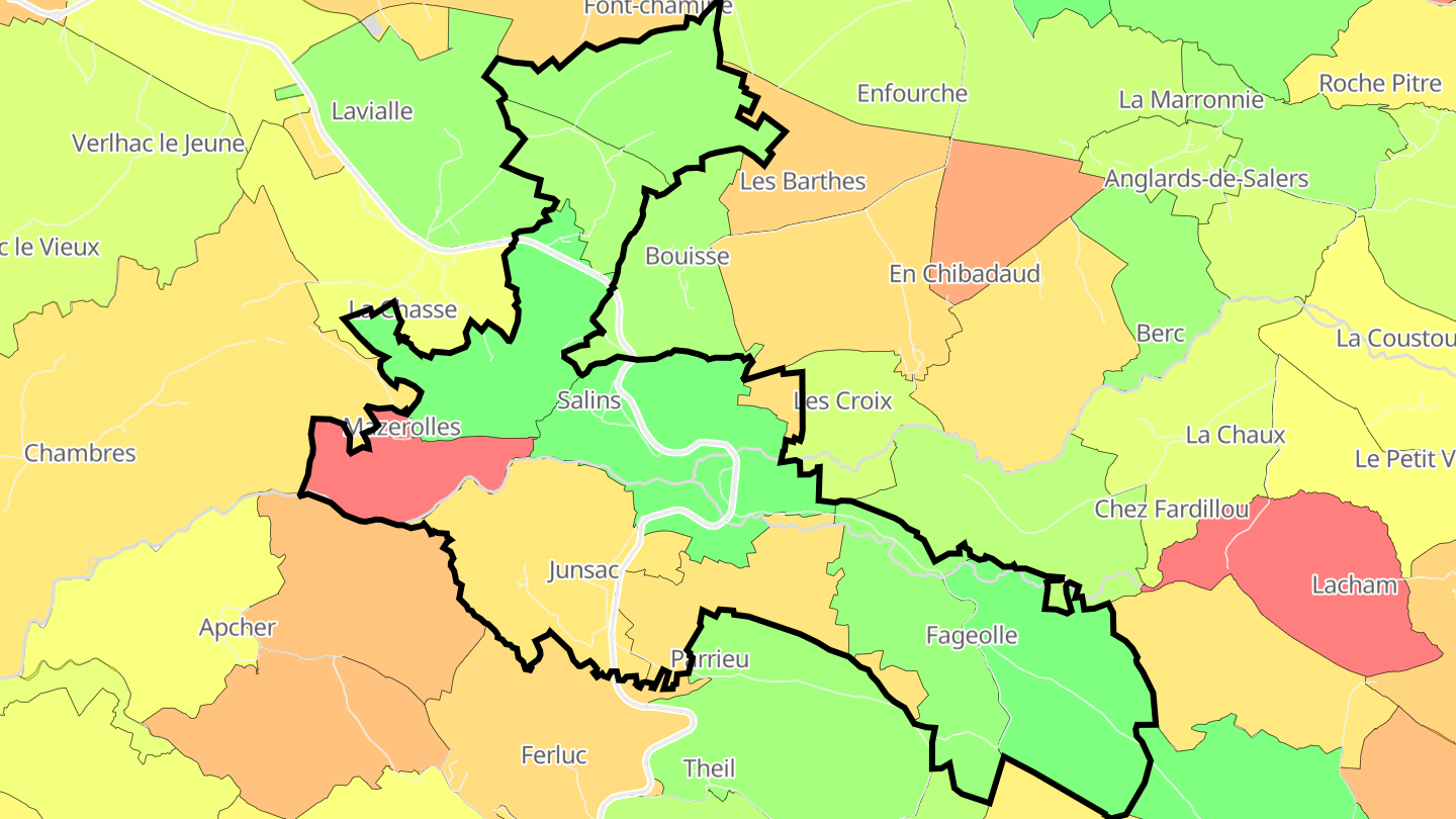 Carte des prix de l'immobilier Salins