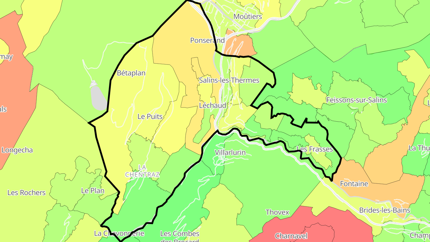 Carte des prix de l'immobilier Salins-Fontaine