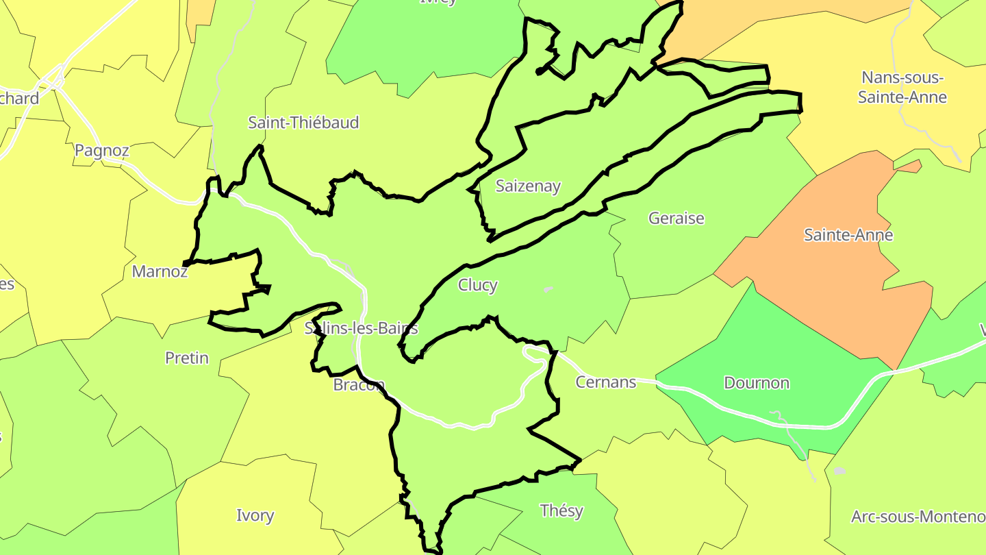 Carte des prix de l'immobilier Salins-les-Bains