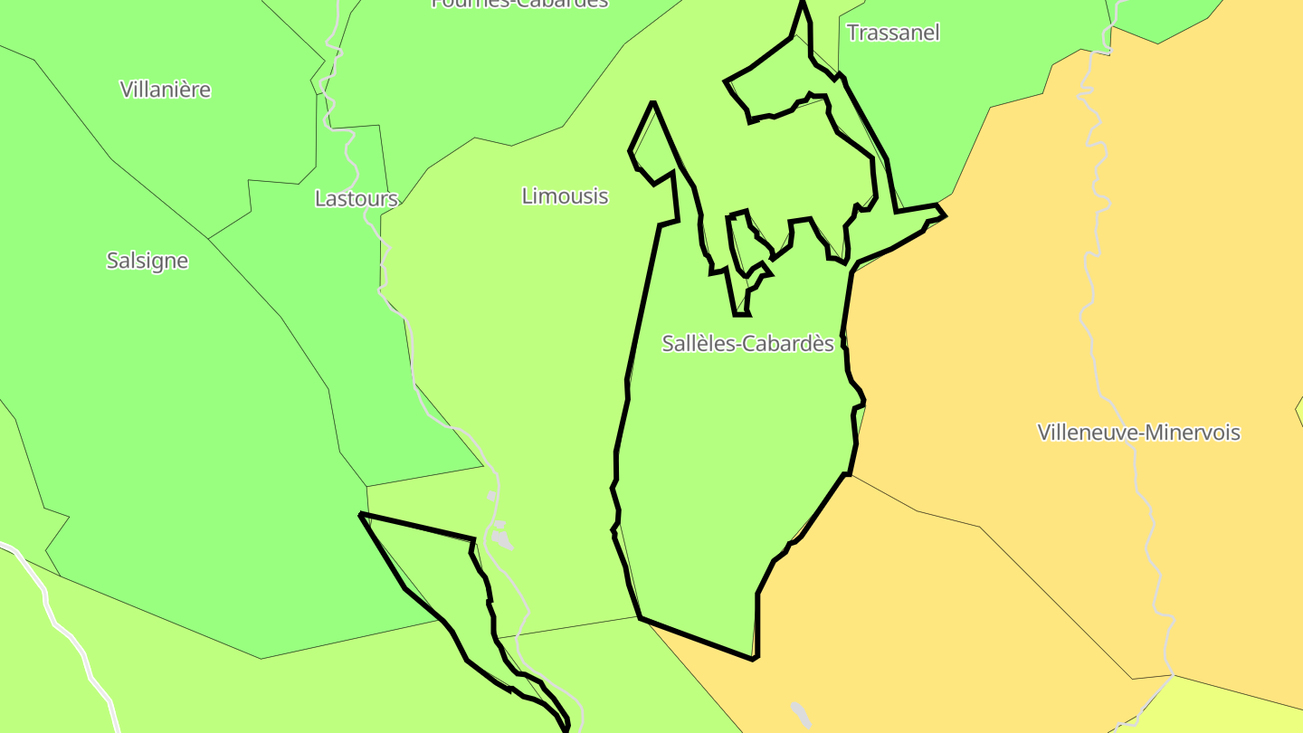 Carte des prix de l'immobilier Sallèles-Cabardès