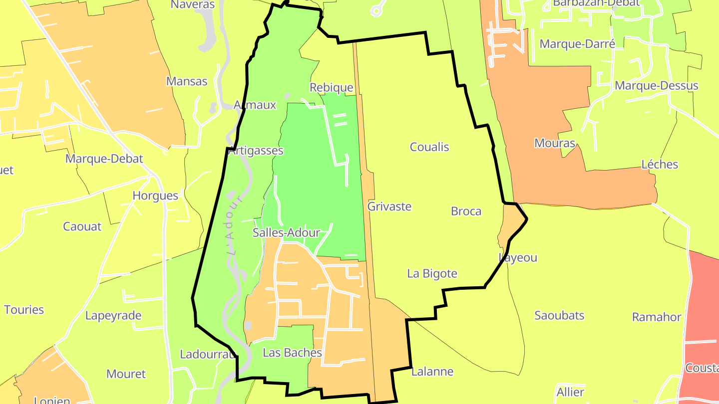 Carte des prix de l'immobilier Salles-Adour