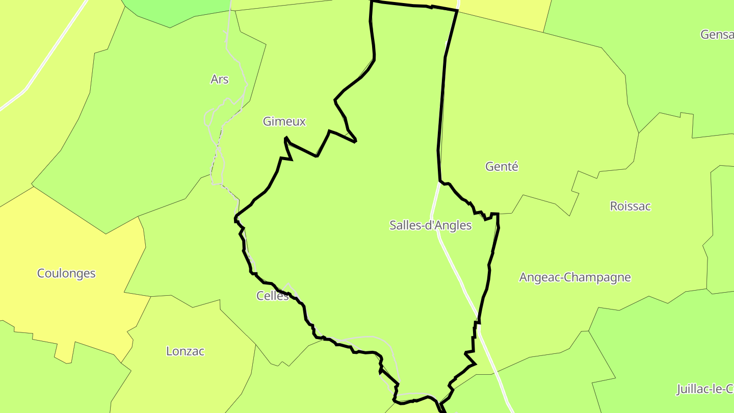Carte des prix de l'immobilier Salles-d'Angles