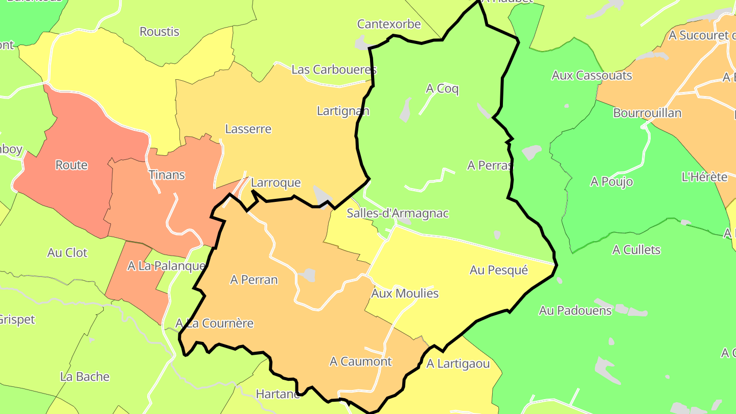 Carte des prix de l'immobilier Salles-d'Armagnac