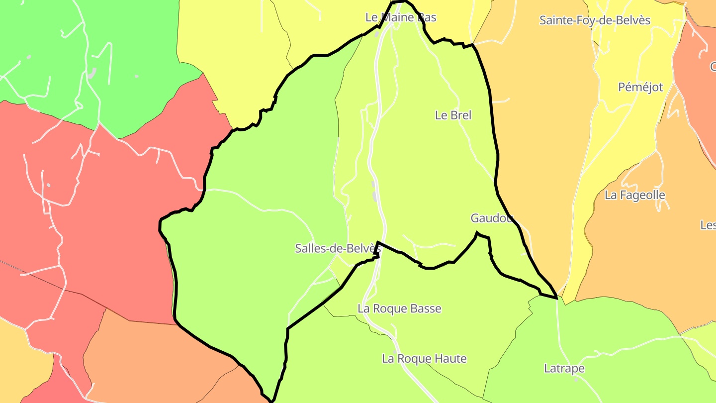 Carte des prix de l'immobilier Salles-de-Belvès