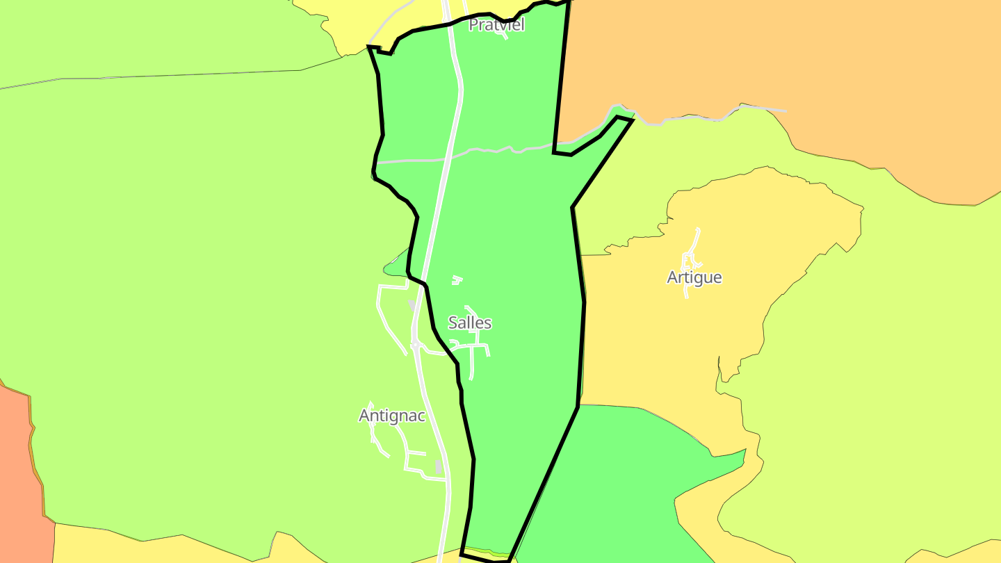Carte des prix de l'immobilier Salles-et-Pratviel