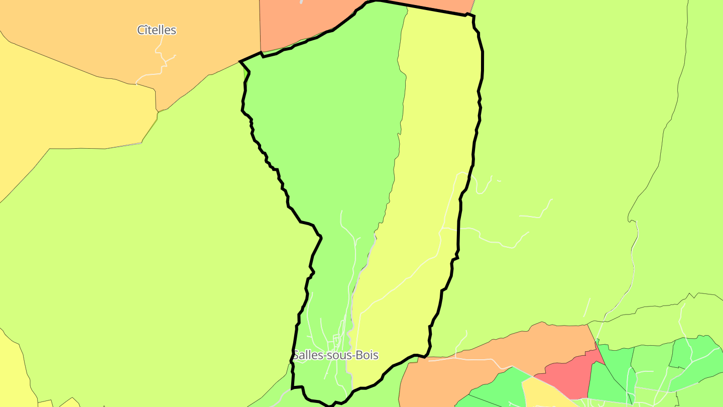 Carte des prix de l'immobilier Salles-sous-Bois