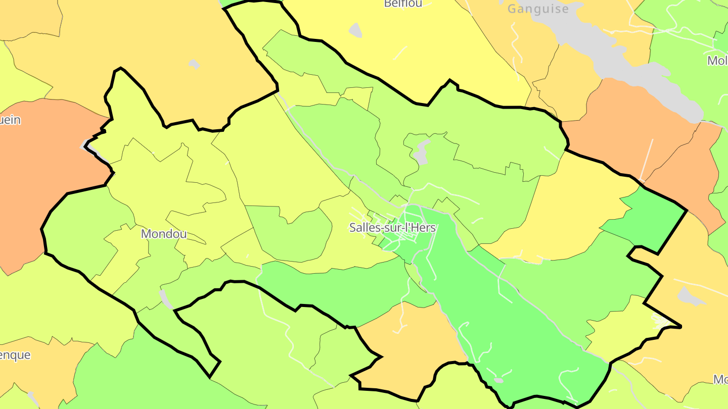 Carte des prix de l'immobilier Salles-sur-l'Hers