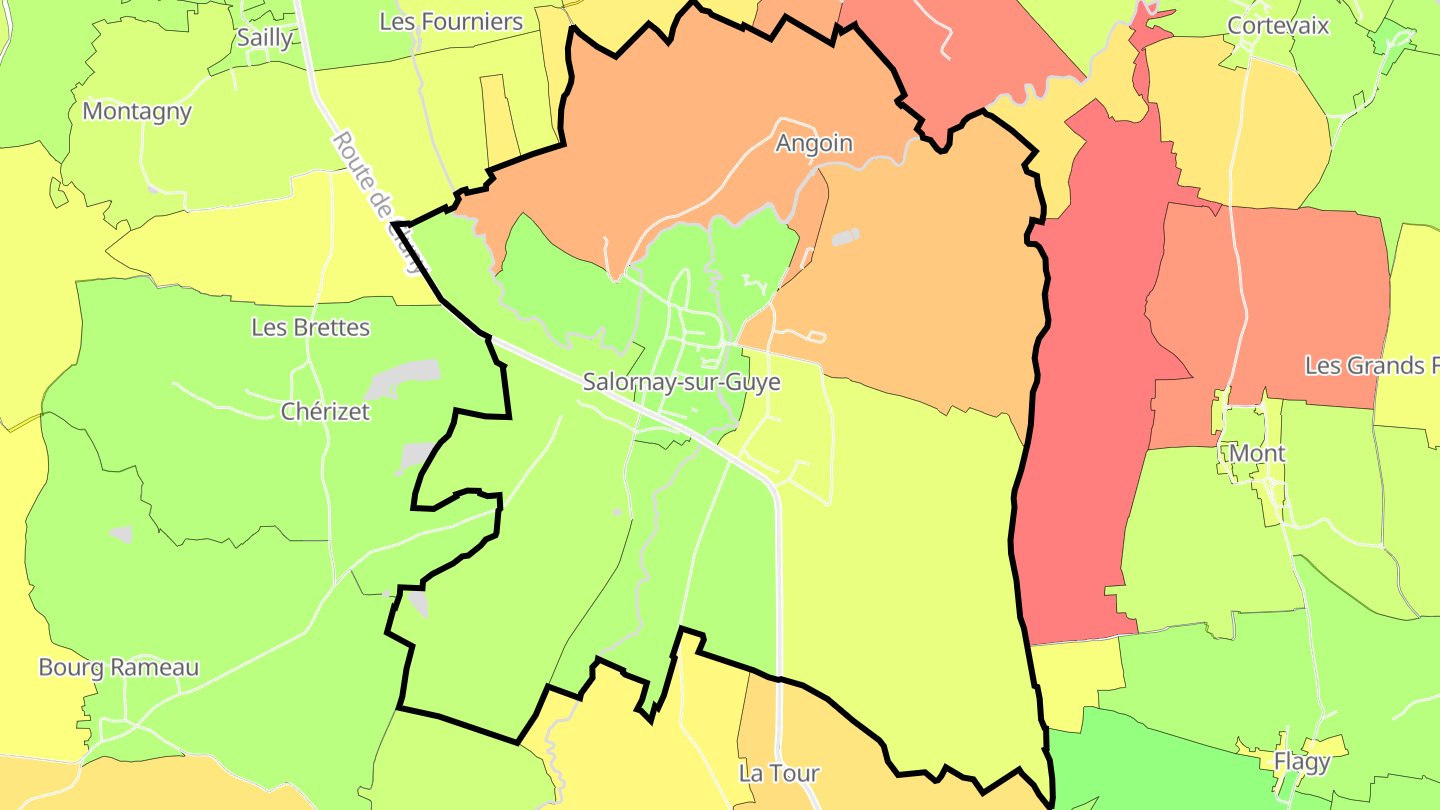 Carte des prix de l'immobilier Salornay-sur-Guye