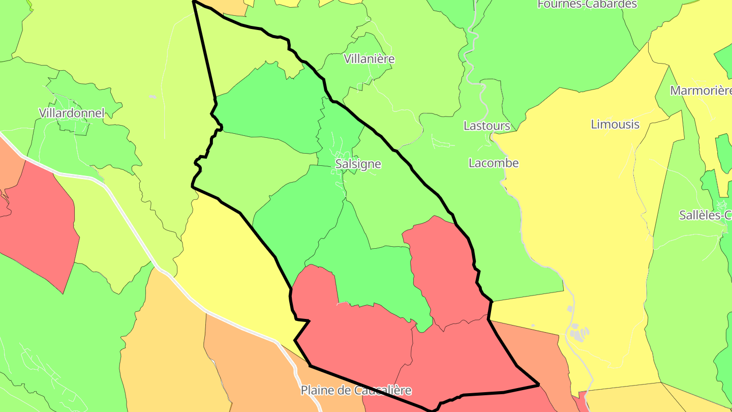 Carte des prix de l'immobilier Salsigne