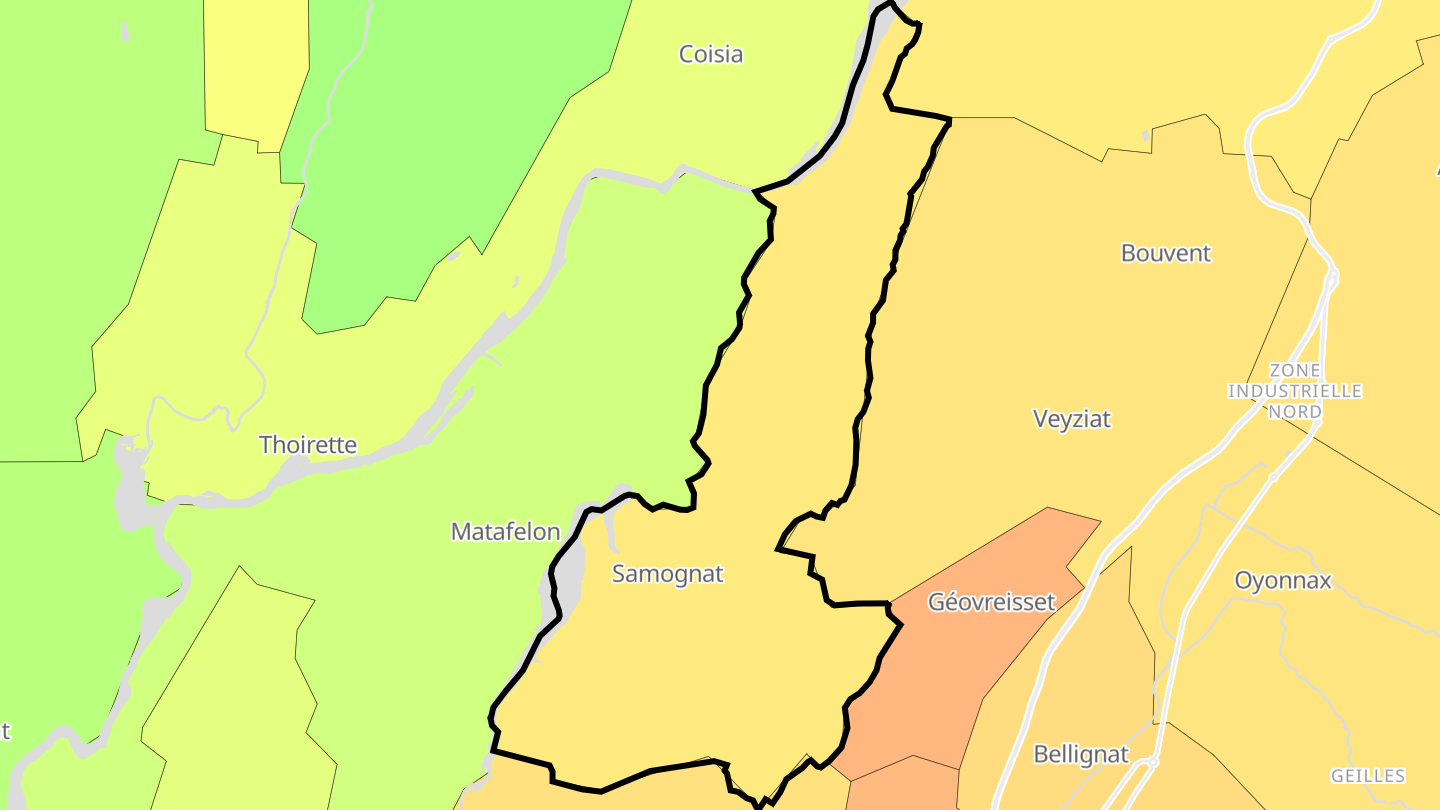 Carte des prix de l'immobilier Samognat
