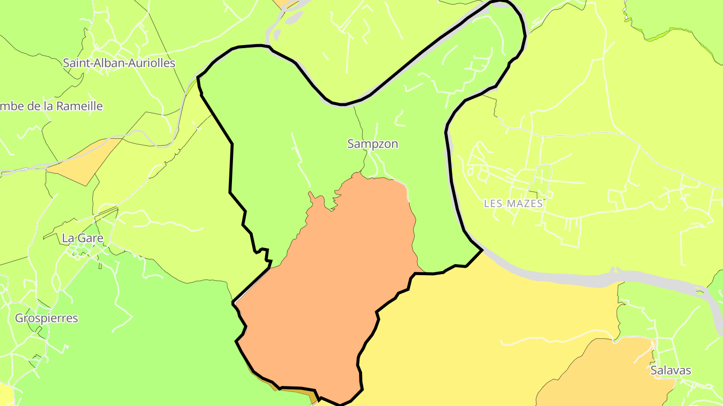 Carte des prix de l'immobilier Sampzon