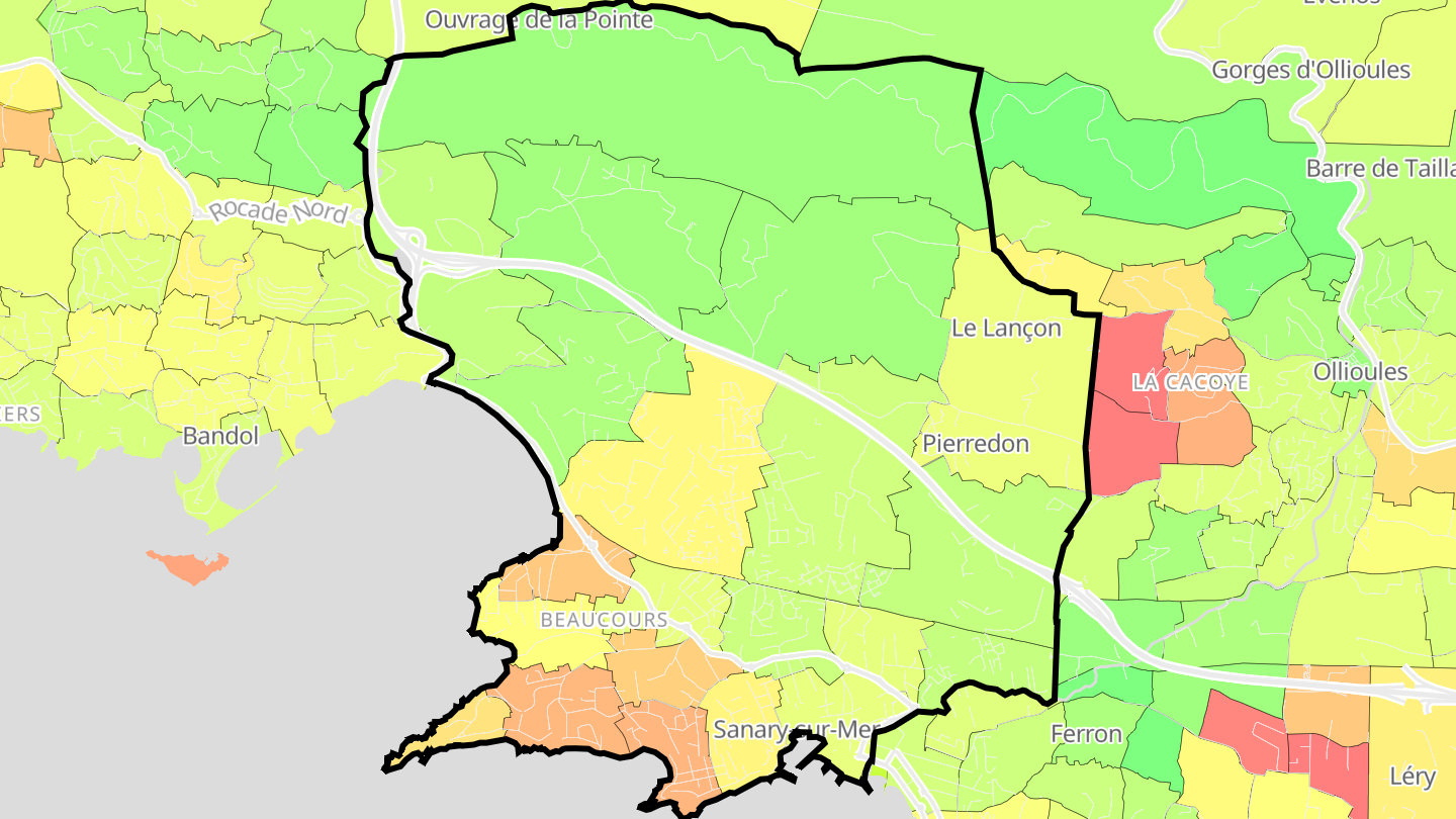 Carte des prix de l'immobilier Sanary-sur-Mer