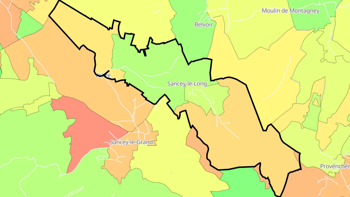 Carte des prix de l'immobilier Sancey-le-Long