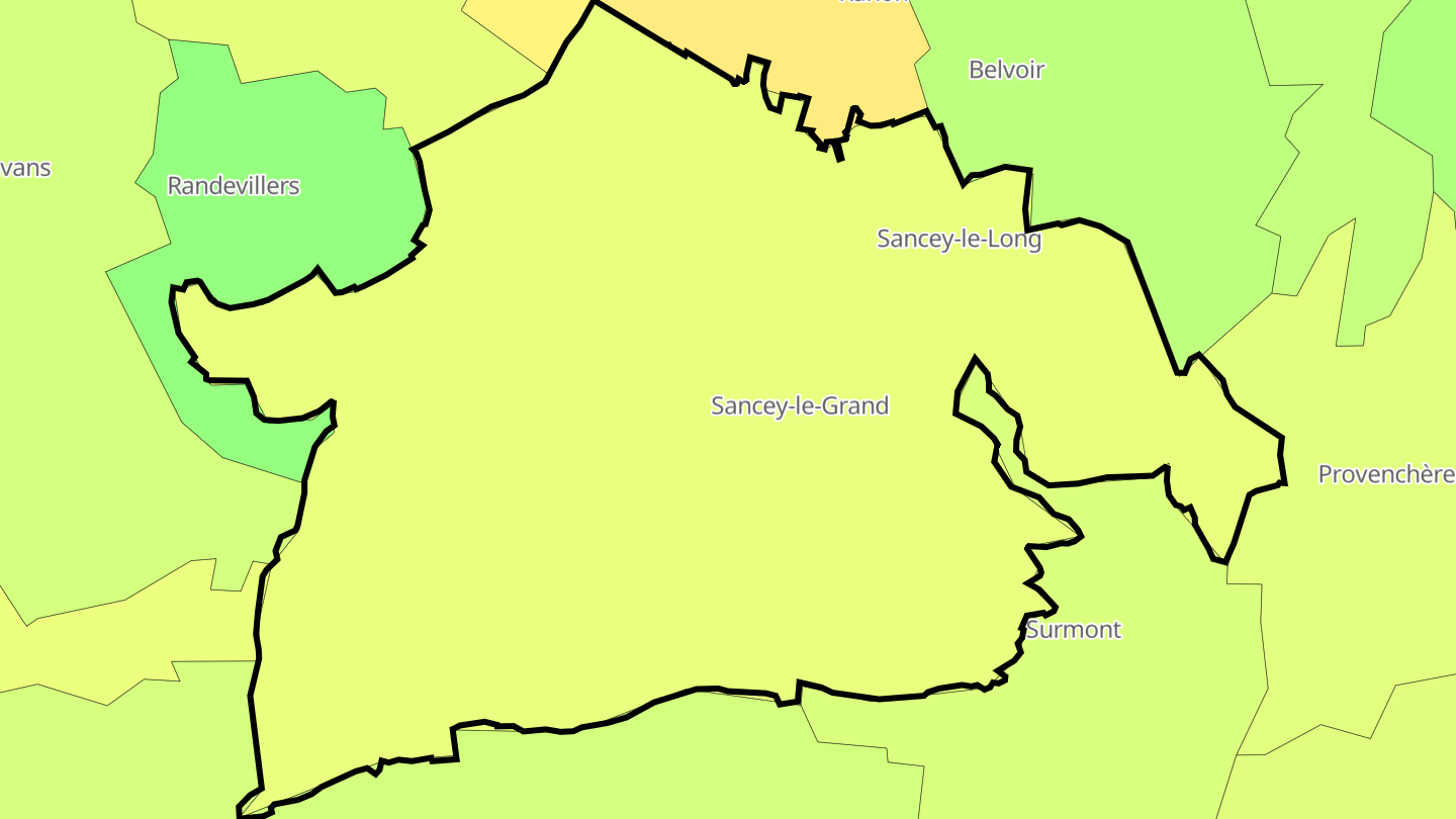 Carte des prix de l'immobilier Sancey
