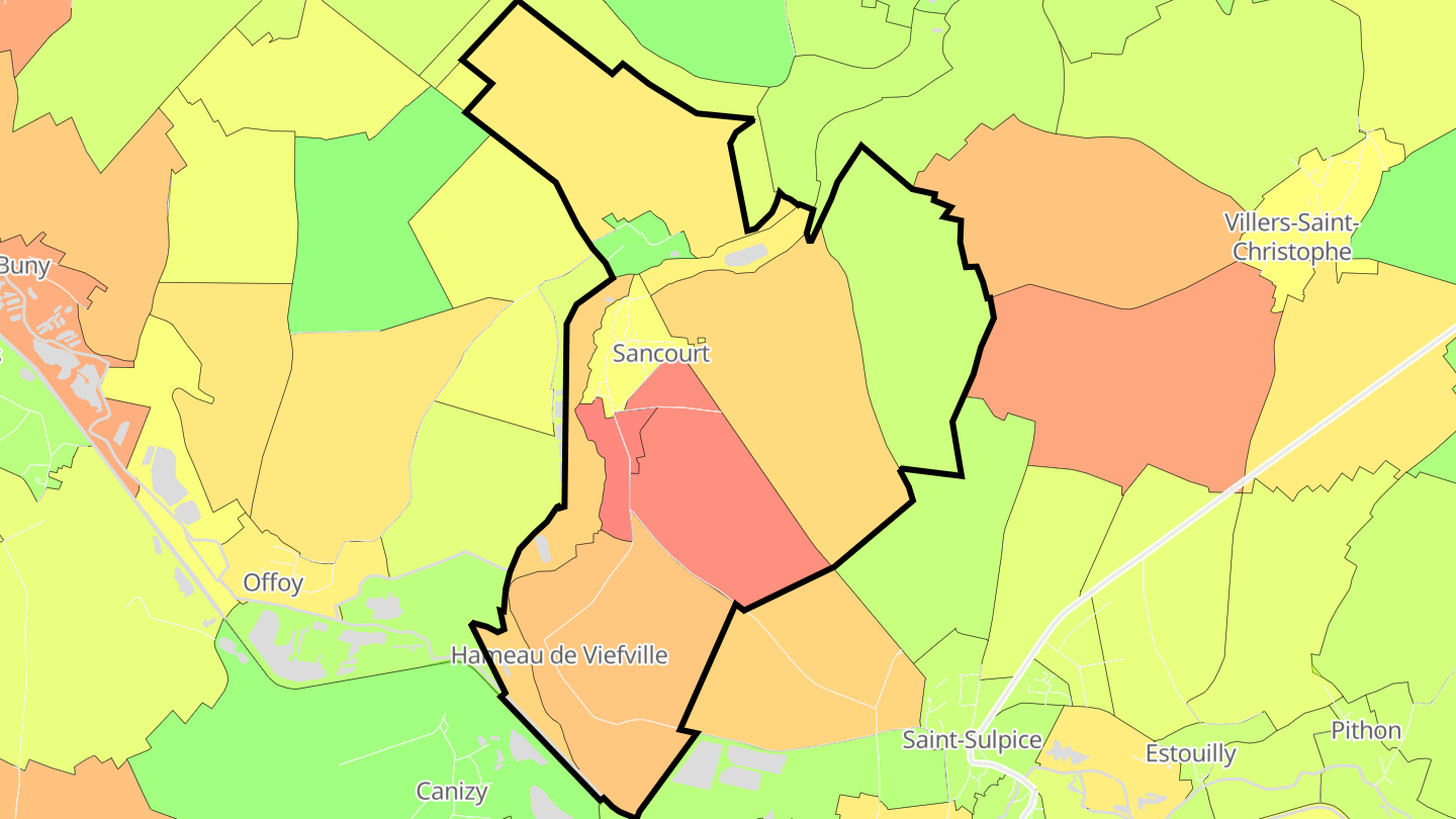 Carte des prix de l'immobilier Sancourt