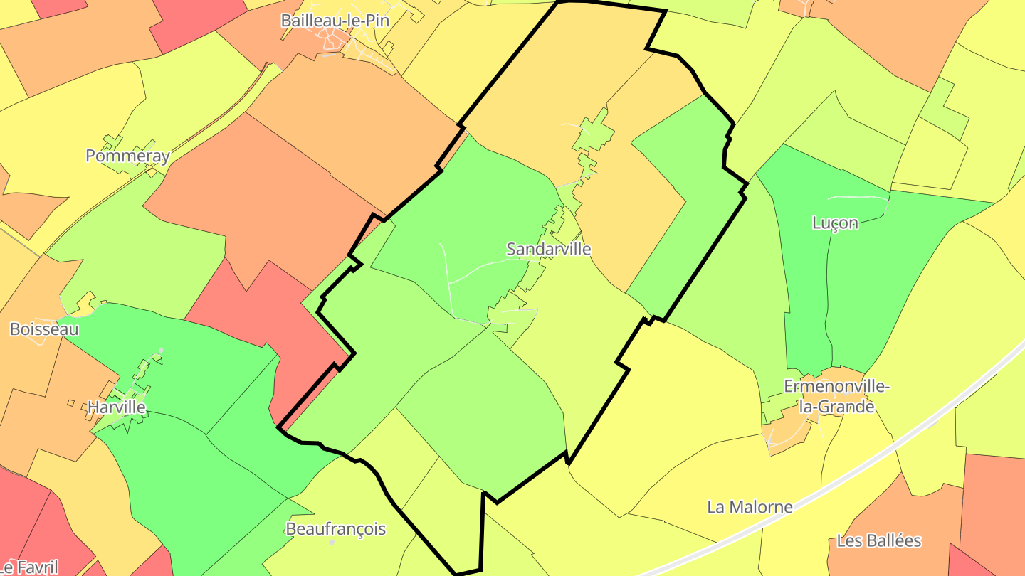Carte des prix de l'immobilier Sandarville