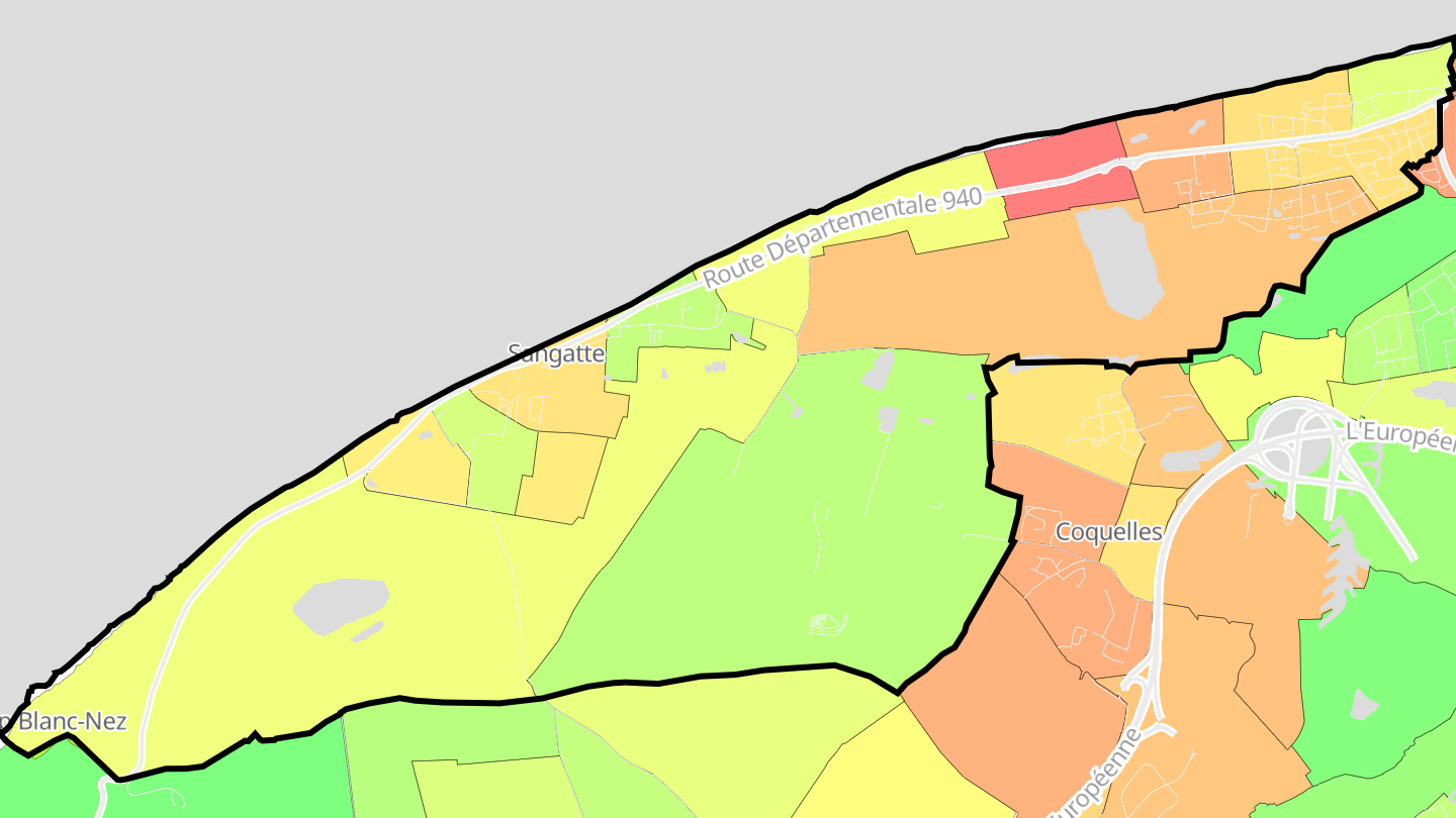Carte des prix de l'immobilier Sangatte