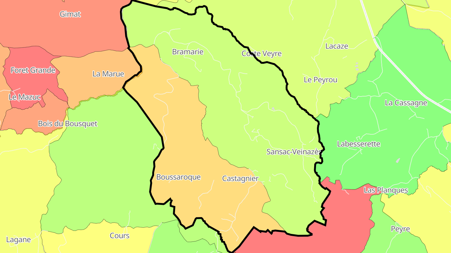 Carte des prix de l'immobilier Sansac-Veinazès