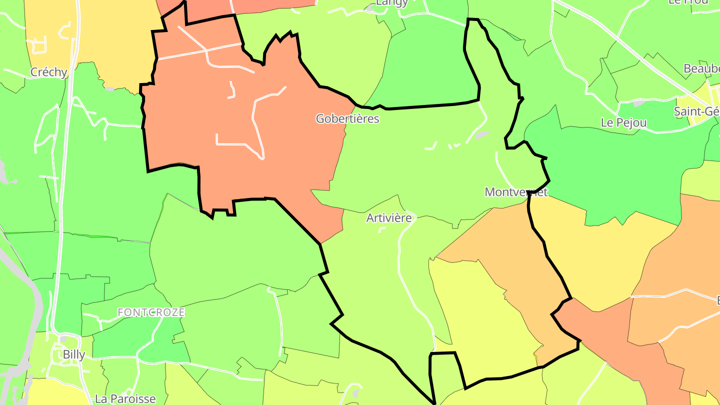 Carte des prix de l'immobilier Sanssat