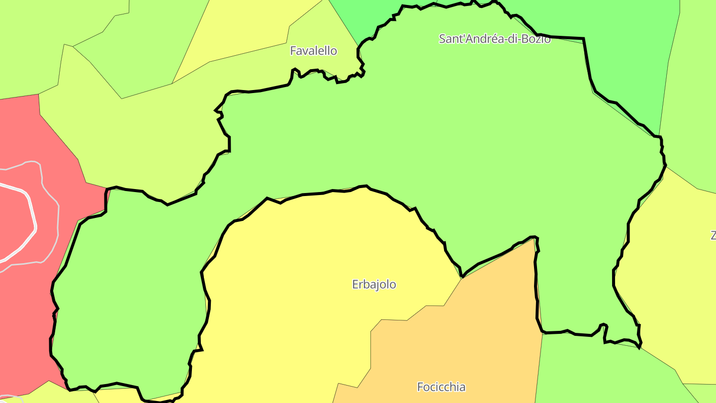 Carte des prix de l'immobilier Sant'Andréa-di-Bozio