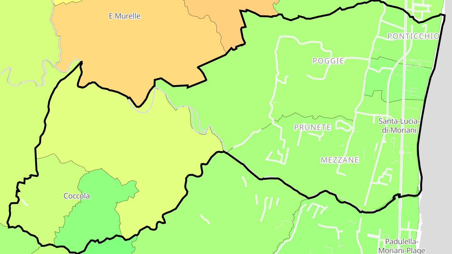 Carte des prix de l'immobilier Santa-Lucia-di-Moriani