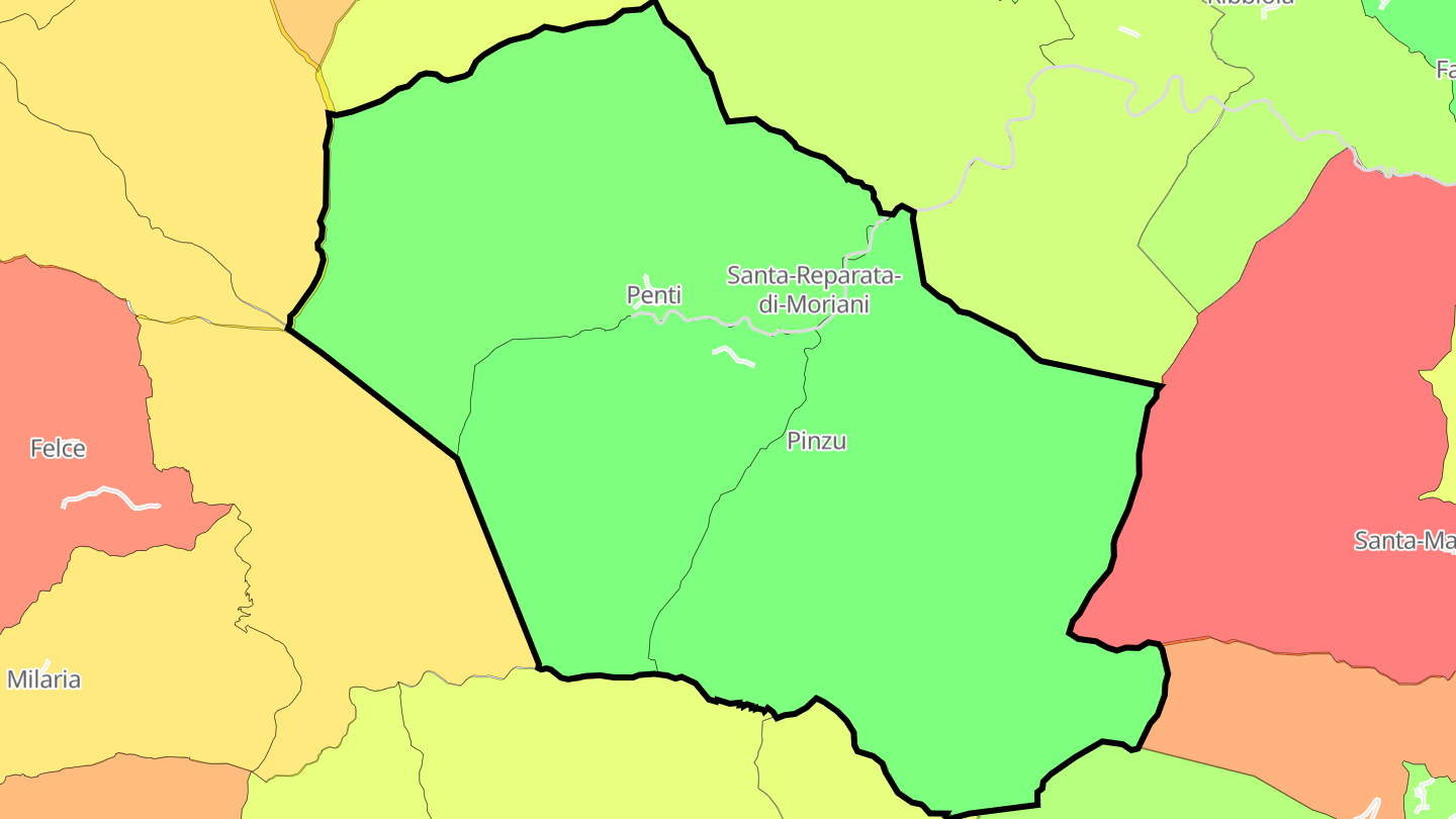 Carte des prix de l'immobilier Santa-Reparata-di-Moriani