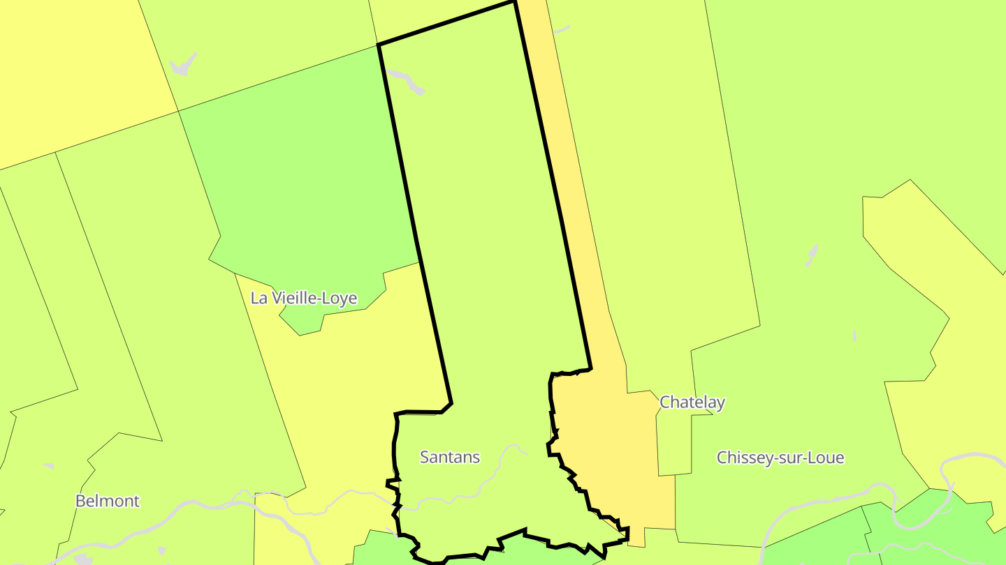 Carte des prix de l'immobilier Santans