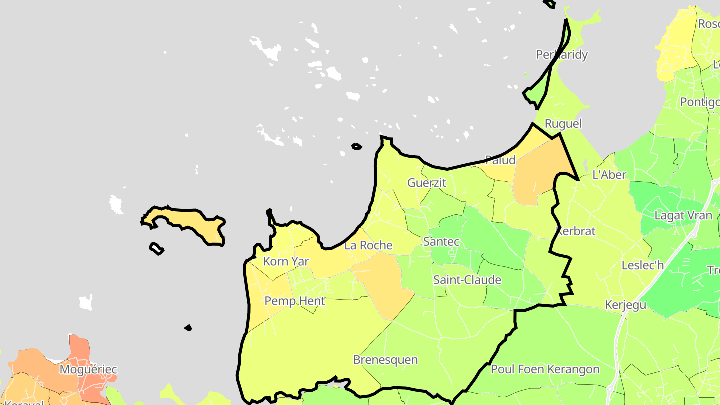 Carte des prix de l'immobilier Santec