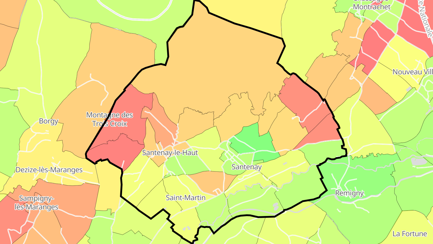 Carte des prix de l'immobilier Santenay