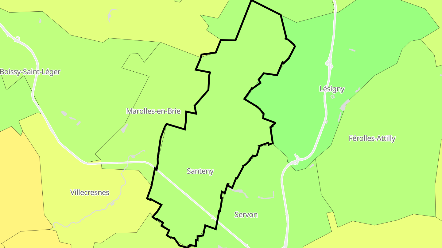 Carte des prix de l'immobilier Santeny