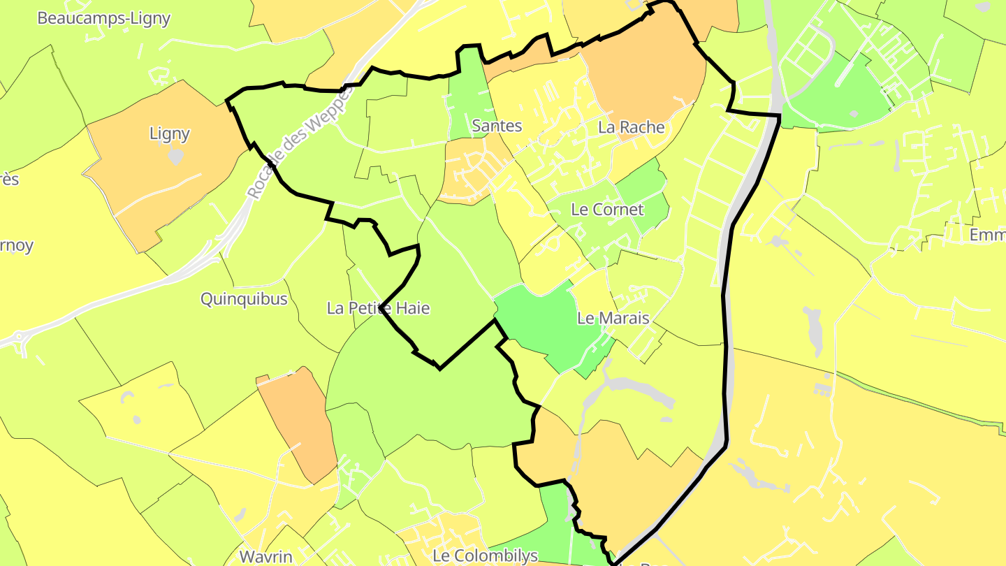 Carte des prix de l'immobilier Santes