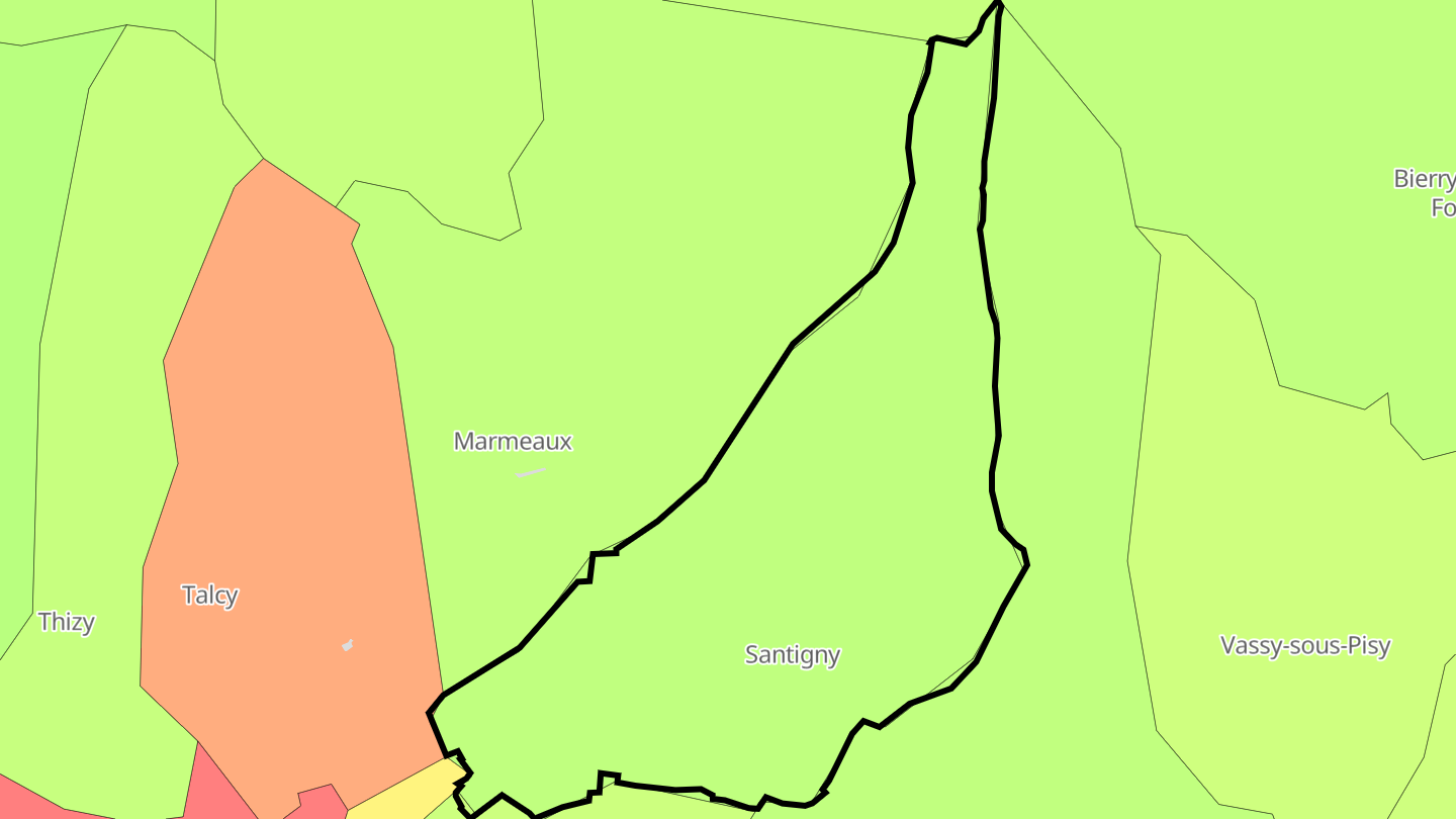 Carte des prix de l'immobilier Santigny