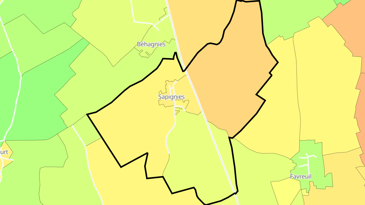 Carte des prix de l'immobilier Sapignies