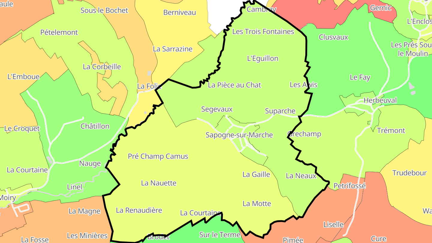 Carte des prix de l'immobilier Sapogne-sur-Marche