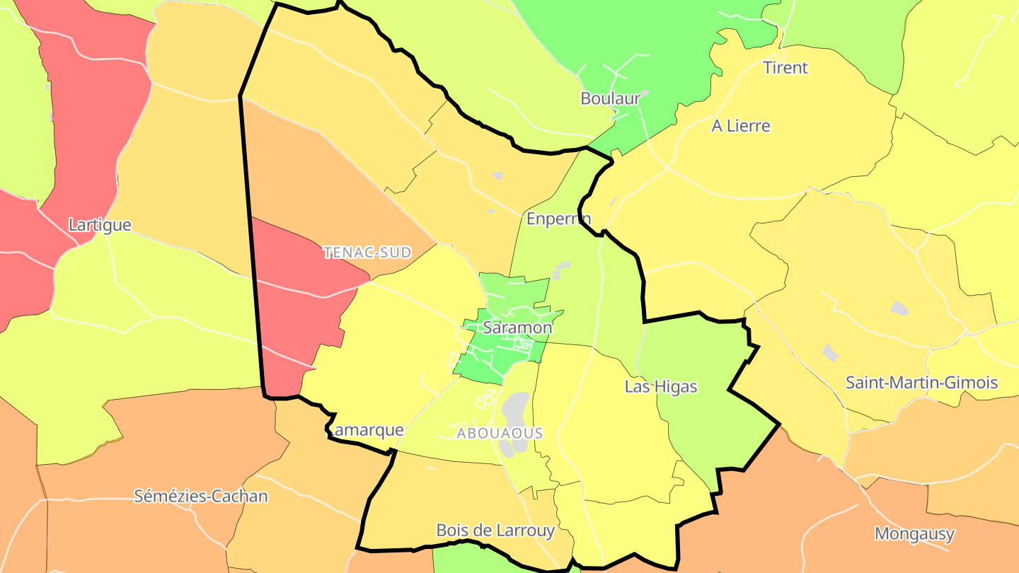 Carte des prix de l'immobilier Saramon